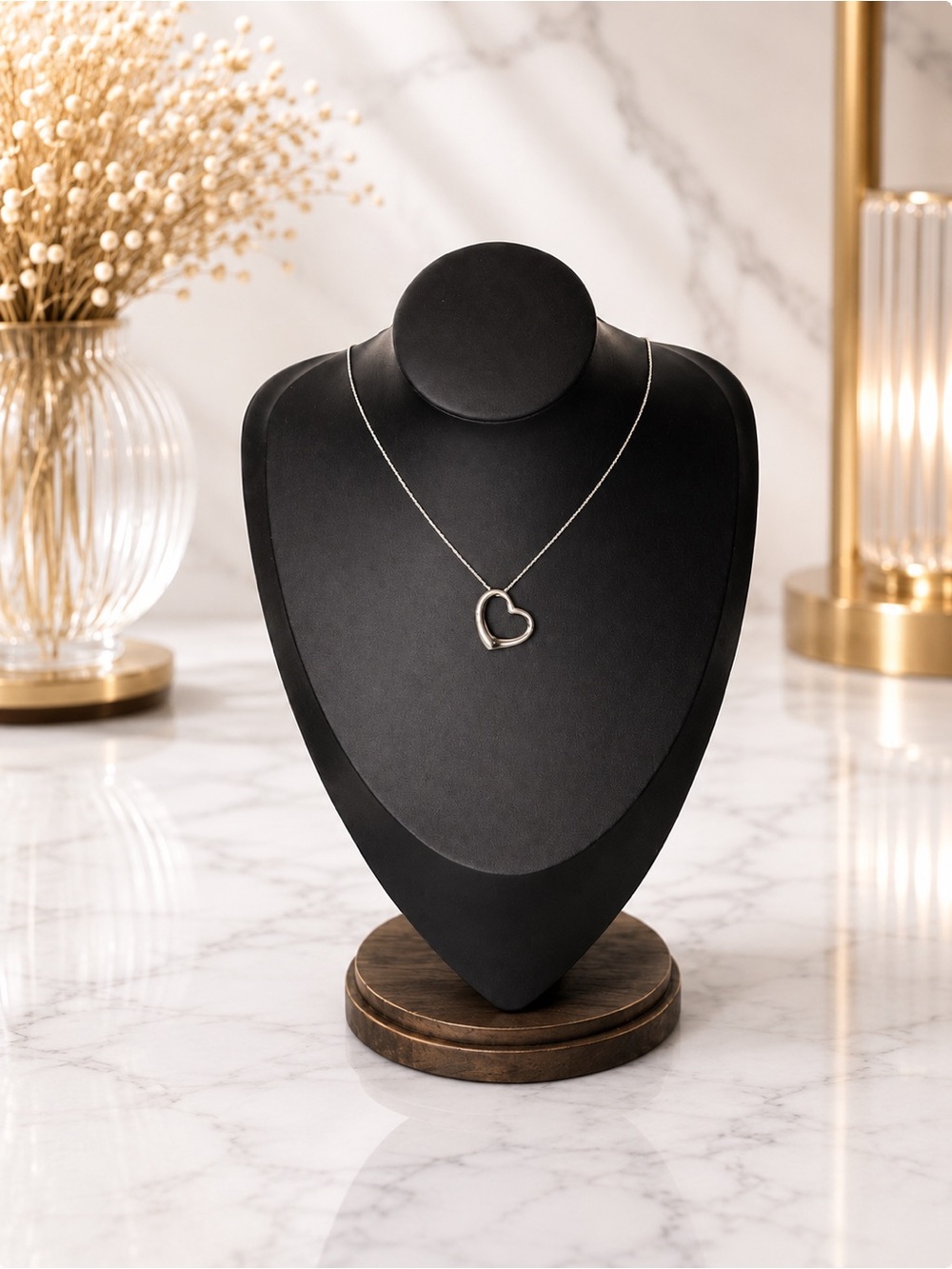 Tiffany & Co. Medium .925 Silver Open Heart Necklace | Elsa Peretti | Full Set